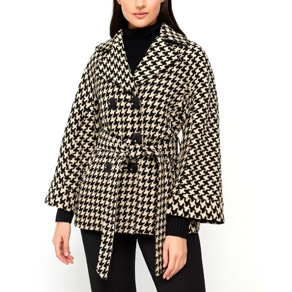 Talbots Jackets & Blazers - Vintage Talbots Houndstooth Belted Wool Coat Wool Double Breasted